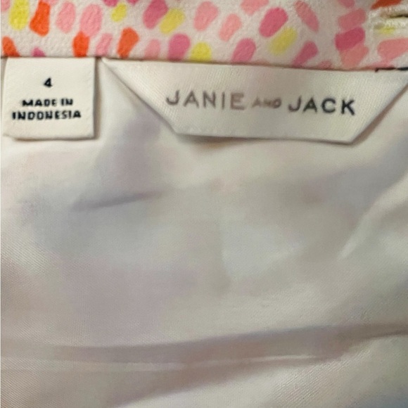 Janie and Jack Pink, Orange, Yellow and White Patterned Sleeveless Jumper Size 4 - Picture 9 of 11